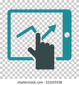 Tap Trend on PDA icon. Vector pictogram style is a flat symbol, color, chess transparent background. Designed for software and web interface toolbars and menus.