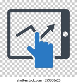 Tap Trend on PDA icon. Vector pictogram style is a flat symbol, color, chess transparent background. Designed for software and web interface toolbars and menus.