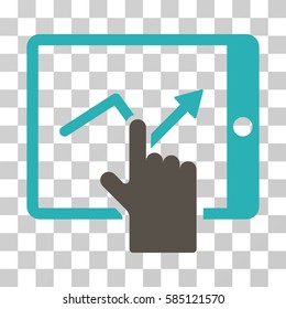 Tap Trend On PDA icon. Vector illustration style is flat iconic bicolor symbol, grey and cyan colors, transparent background. Designed for web and software interfaces.