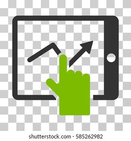 Tap Trend On PDA icon. Vector illustration style is flat iconic bicolor symbol, eco green and gray colors, transparent background. Designed for web and software interfaces.
