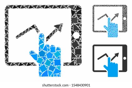 Tap trend on PDA mosaic of trembly parts in different sizes and color tints, based on tap trend on PDA icon. Vector trembly parts are combined into mosaic.