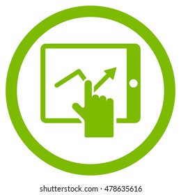 Tap Trend on Pda rounded icon. Vector illustration style is flat iconic symbol, eco green color, white background.