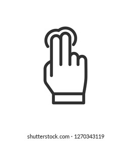 tap with two fingers. linear icon. Line with editable stroke