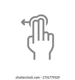 Golpear con dos dedos y girar el icono de la línea izquierda. Símbolo de gesto de la mano de la pantalla táctil