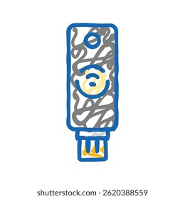 Toque Desbloquear el Vector de boceto de icono de doodle de tecnología NFC. Toque Desbloquear signo de tecnología NFC. Ilustración de símbolo aislado