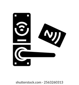 tap unlock nfc technology glyph icon vector. tap unlock nfc technology sign. isolated symbol illustration