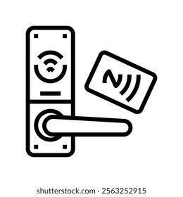 tap unlock nfc technology line icon vector. tap unlock nfc technology sign. isolated contour symbol black illustration