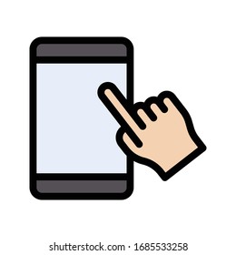 Flachfarbsymbol der Vektorillustration tippen 