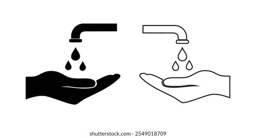 tap - vector icon, silhouette design, water tap set.