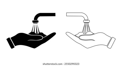 tap - vector icon, silhouette design, water tap set.