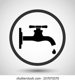 Tap vector icon with water drop - black illustration
