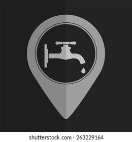 Tap vector icon with water drop - map pointer. Flat design
