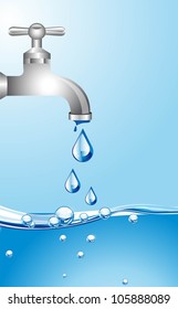 tap water with water background. vector illustration