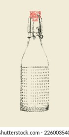 a tap water bottle in typewriter art