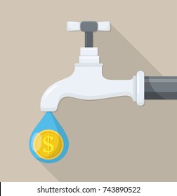 tap water costs flat design icon