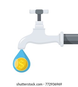 tap water costs flat design icon isolated on white background