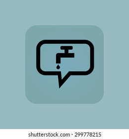 Tap and water drop in chat bubble, in square, on pale blue background