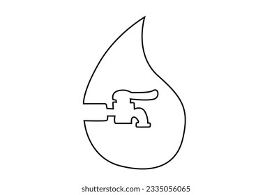 tap water drop ecological save line art icon