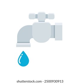 Ilustración vectorial de grifo y gota de agua
