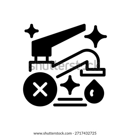 Tap Water Error Line Icon, Outline Symbol for Warning, Alert, Broken, Maintenance, and Supply Issue. Vector Sign Icon.