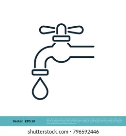Tap Water Faucet Icon Vector Logo Template Illustration Design. Vector EPS 10.