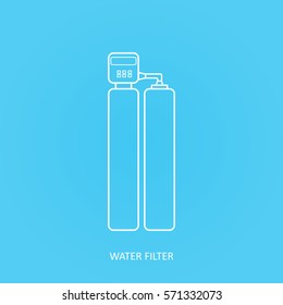Tap water filter icon. Drink and home water purification filters. Vector water filter icon.   Water softener filter vector icon. Duplex filter. 