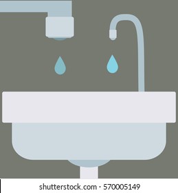 Tap water and water from the filter tap. Sign of clean water on a gray background