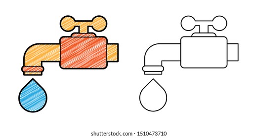 tap water icon design vector with texture. editable outline for other style