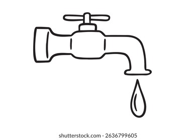 tap water icon doodle hand drawn. Outline drawing tap water line clipart symbol. Vector illustration