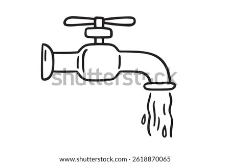 tap water icon doodle hand drawn. Outline drawing tap water line clipart symbol. Vector illustration