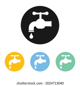 Puntee en el conjunto de iconos de agua. Ilustración vectorial de la colección de grifos. Símbolo de agua potable aislado sobre fondo blanco.