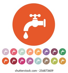 The tap water icon. Water symbol. Flat Vector illustration. Button Set