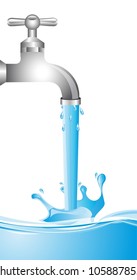 tap water with water over white background. vector illustration