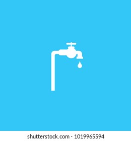 tap water vector icon blue background dripping form pipe