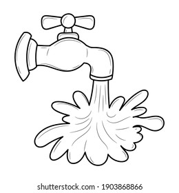 Tap Water vector illustration,  Line art black and white style pictogram, isolated on white