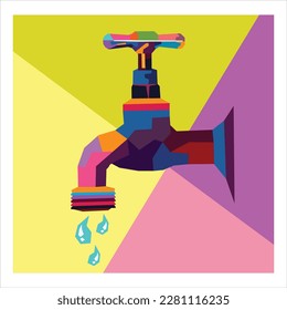 Tap water in wpap pop art for background and icon