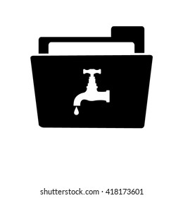 tap - white vector icon;  black folder