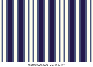 Tapanese vertical vector lines, tee seamless background fabric. Drapping stripe textile texture pattern in blue and ivory colors palette.