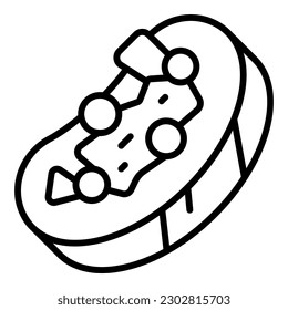 Tapas bruschetta icon outline vector. Food appetizer. Italian snack