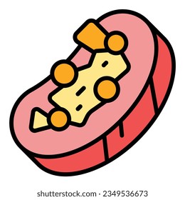 Tapas bruschetta icon outline vector. Food appetizer. Italian snack color flat