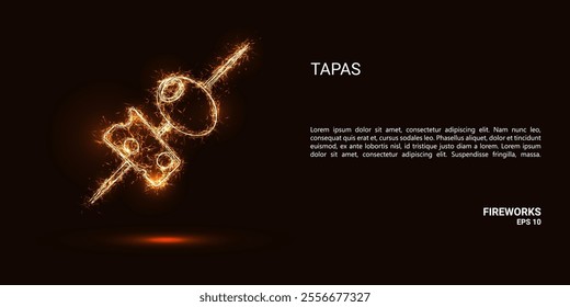 Tapas. Tapas consist of sparks and fire. Festive bright fireworks. Decorative element for celebrations and holidays. Vector illustration.