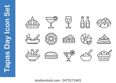 Tapas Day Icon Set with vector collections. 