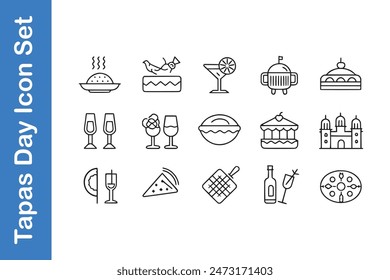 Tapas Day Icon Set with vector collections. 