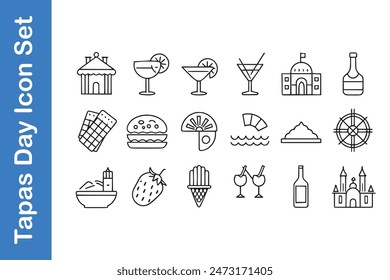 Tapas Day Icon Set with vector collections. 