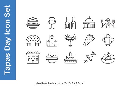 Tapas Day Icon Set with vector collections. 