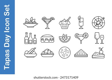 Tapas Day Icon Set with vector collections. 