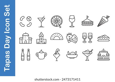 Tapas Day Icon Set with vector collections. 