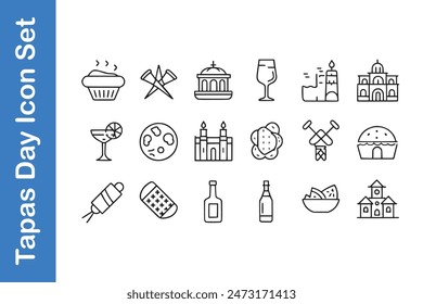 Tapas Day Icon Set with vector collections. 