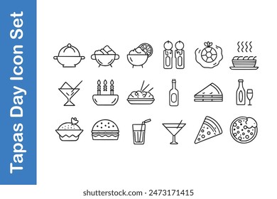 Tapas Day Icon Set with vector collections. 