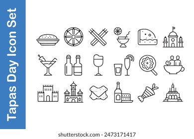 Tapas Day Icon Set with vector collections. 